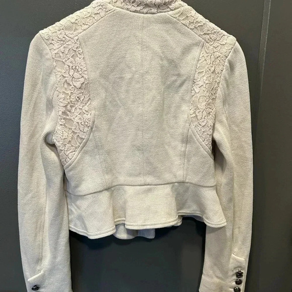 WE THE FREE CROPPED MILITARY STYLE CREAM WITH LACE COTTON BLEND JACKET SIZE4 - Picture 2 of 6